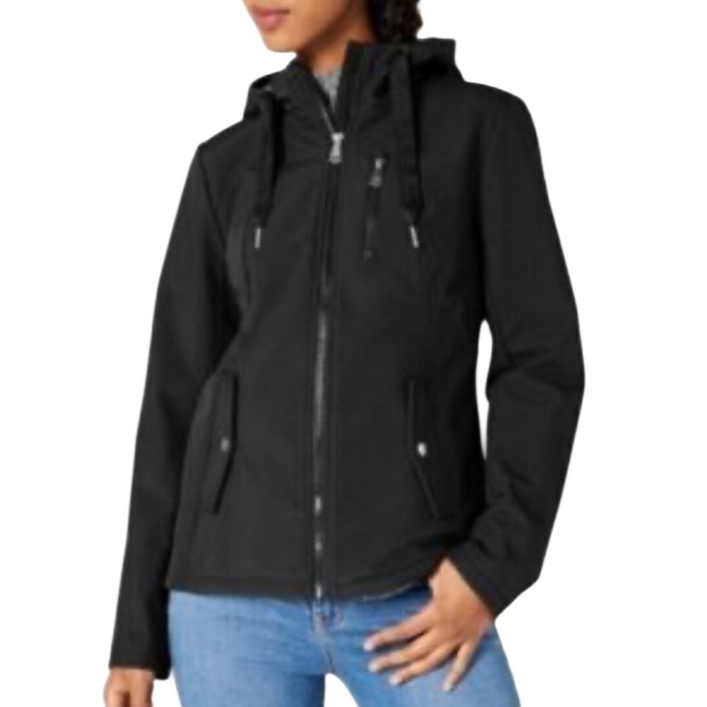 Sebby Collection‎ Womens Softshell Hooded Jacket Olive Green Full Zip Size Large